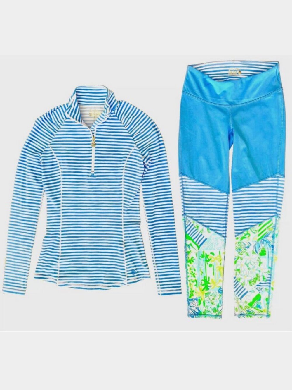 LILLY PULITZER ZANZIBAR BEACH HAPPY STRIPE JUSTINE HALF ZIP JACKET LEGGINGS XXS
